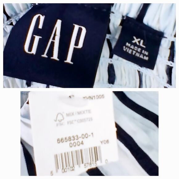 Gap Women's SZ XL Tie-Front Ruffle Hem Maxi Dress - Blue Stripe NWT - Picture 6 of 6